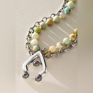 Free People Layered Necklace Beads and Silver toned chain NWT $68